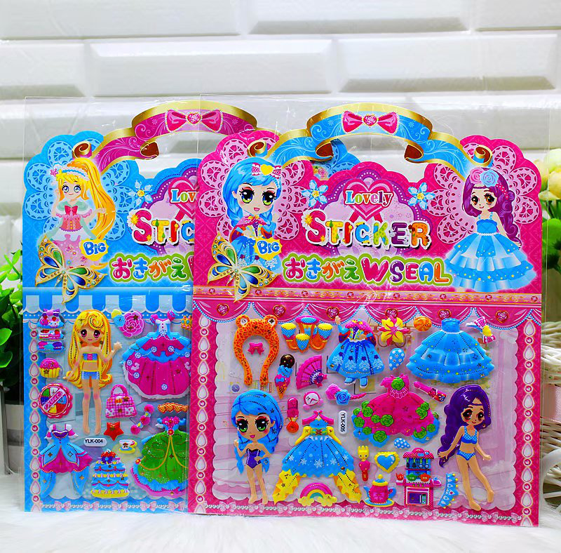 Little Lingtong paper handicrafts, creative gifts, creative stickers, YLK single hand-held gilded clothes, three-dimensional bubble stickers Specification image