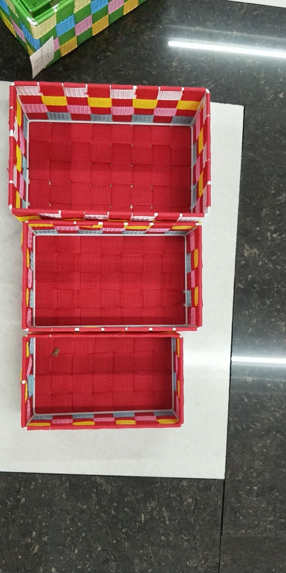 收纳盒套三23*15*10水果鸡蛋蔬菜购物手工编织篮批发产品图