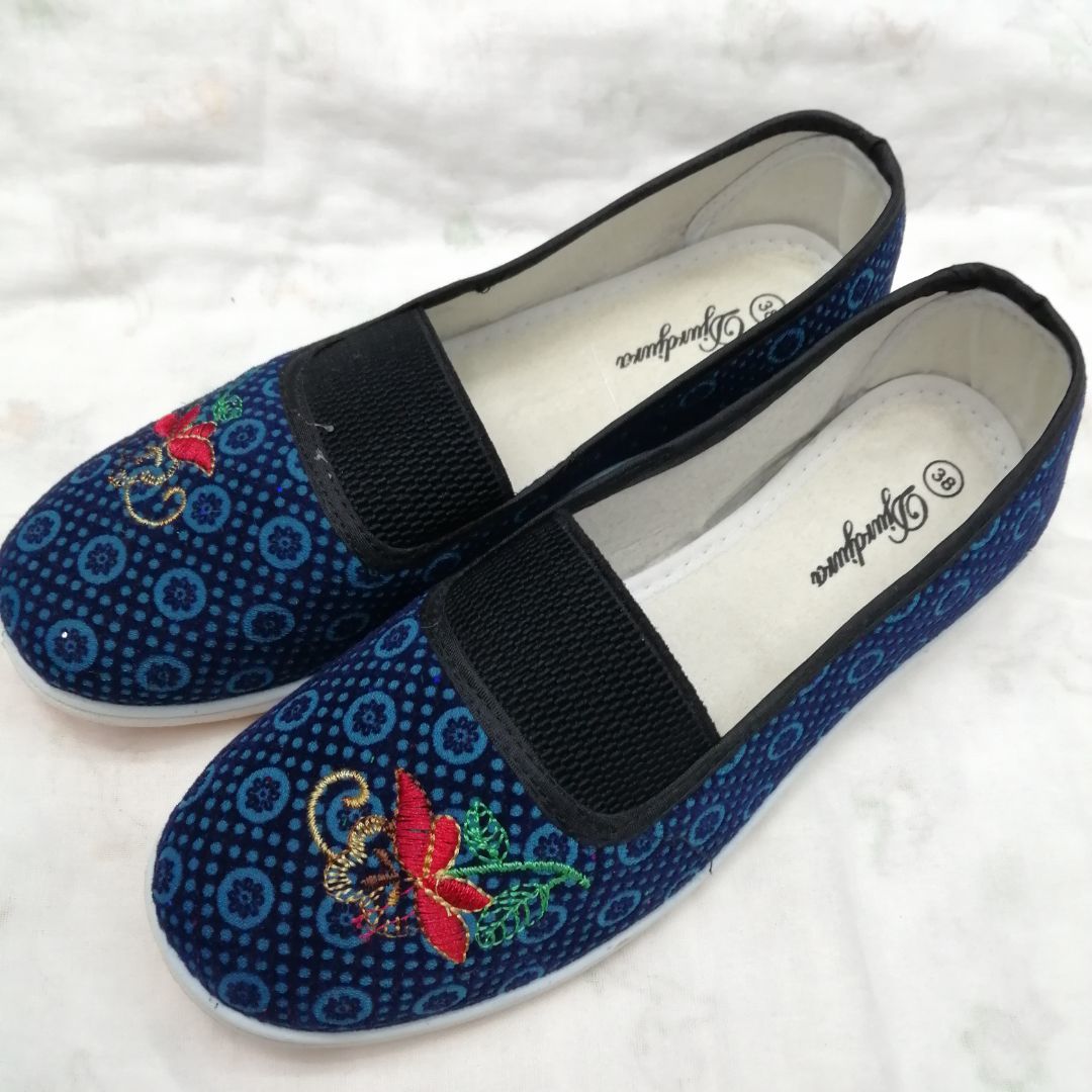Floral Round Tattoo Flower New Cloth Shoes Female Work Field Work Anti-Slip Wear-Resistant Soft Sole Single Shoe Rubber Shoes Tendon Sole Shoes For The Elderly details Picture