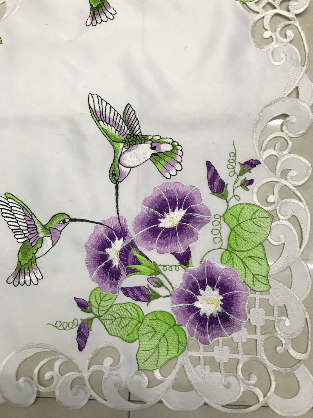 田园风植物花鸟编织化纤桌布85*85细节图