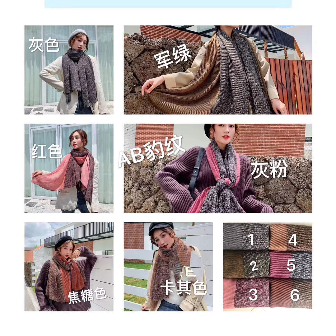 A versatile and fashionable two-color cotton and linen creased scarf for women in spring and autumn