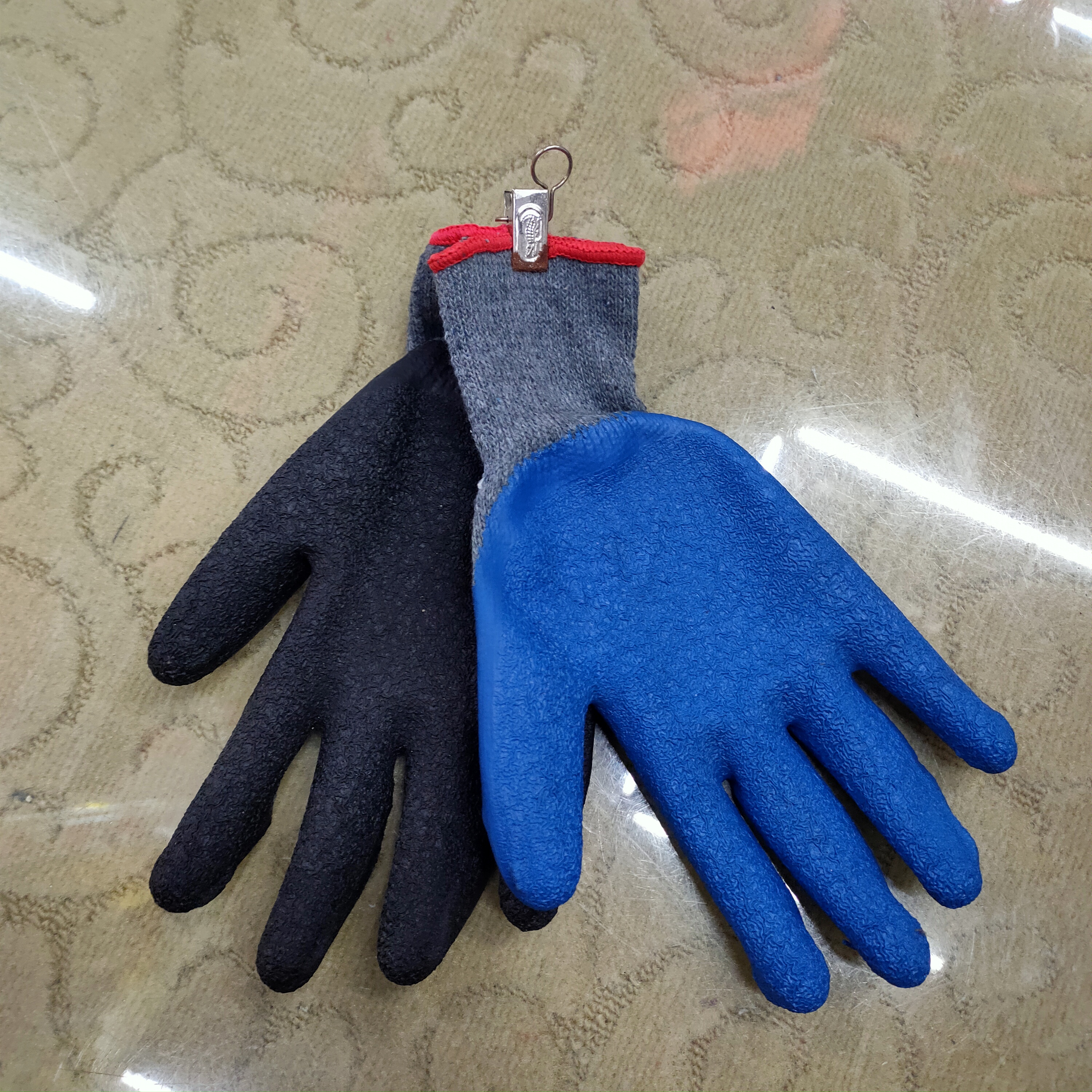 厂家直销十三针尼龙手套耐磨浸胶手套涂胶丁青白纱蓝兰劳保手套