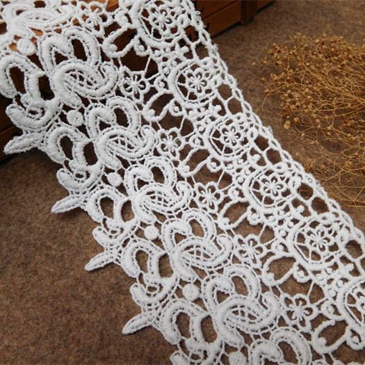 白色棉线水溶刺绣蕾丝花边手工diy服装辅料裙子下摆沙发布艺装饰