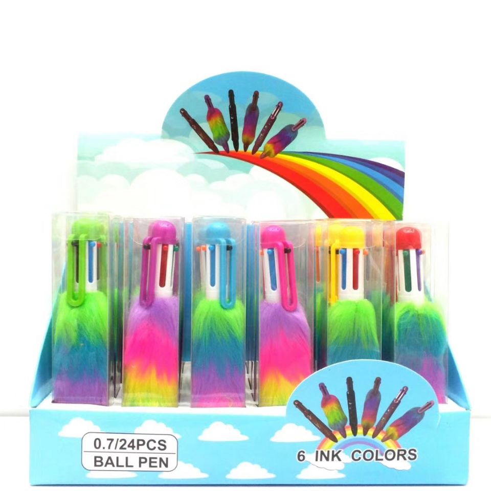Rainbow 6 color ballpoint pen girl heart web celebrity douyin pen LSR1105 thumbnail