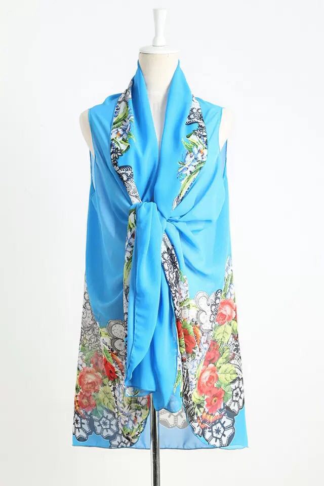 女款百搭时尚玫瑰印花雪纺百变衣防晒衣