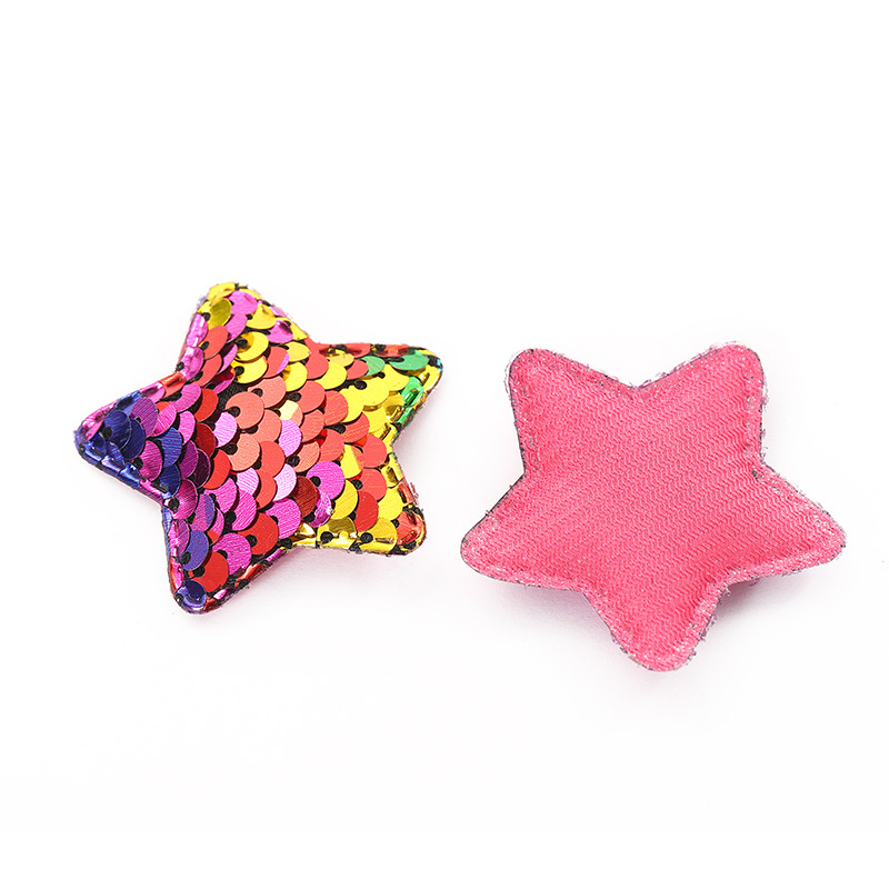 韩版亮面五角星布贴超声波压花 手工发饰头饰材料饰品配件细节图