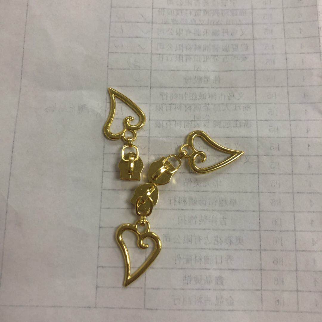 Factory direct selling no. 5 alloy electric gold-plated heart nylon puller thumbnail