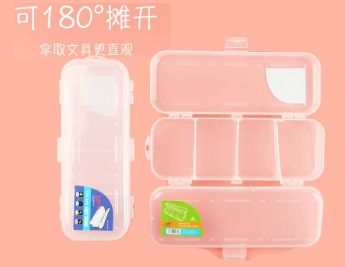铅笔盒文具盒收纳盒透明塑料双面双开文具盒细节图