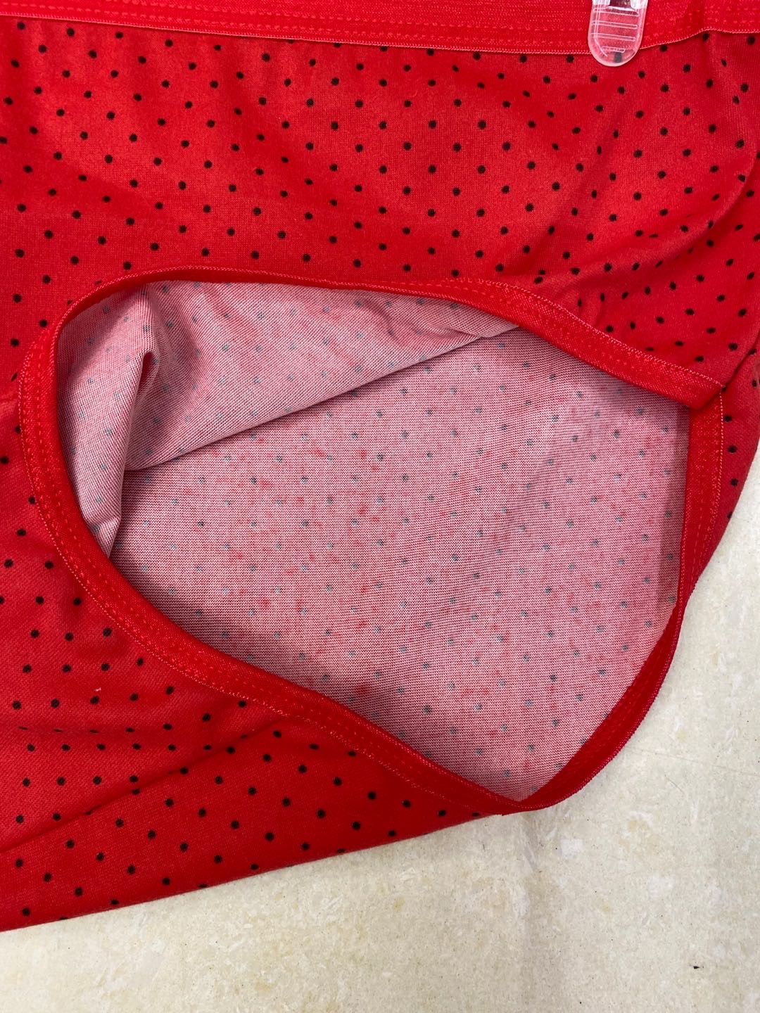 Big Red Print Large Size Women's Underwear Back and Waistband Detail