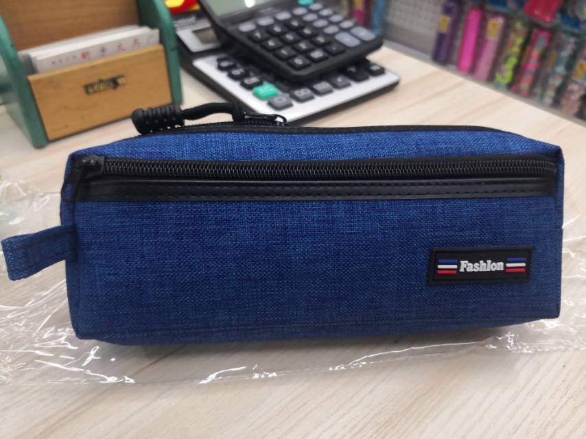 麻布双拉链学生笔袋文具袋文具盒