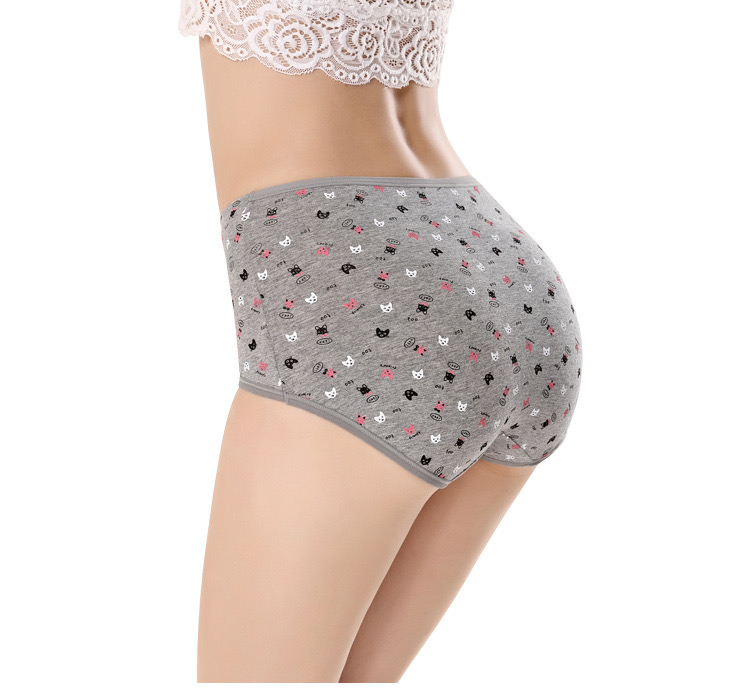 95 Cotton Underwear Women's Mid-Waist Cotton Crotch Cute Printed Cotton Women's Briefs details Picture