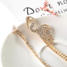 韩国最新爆款仙鹤金色银色爪链坠子宝石珍珠女气质耳饰