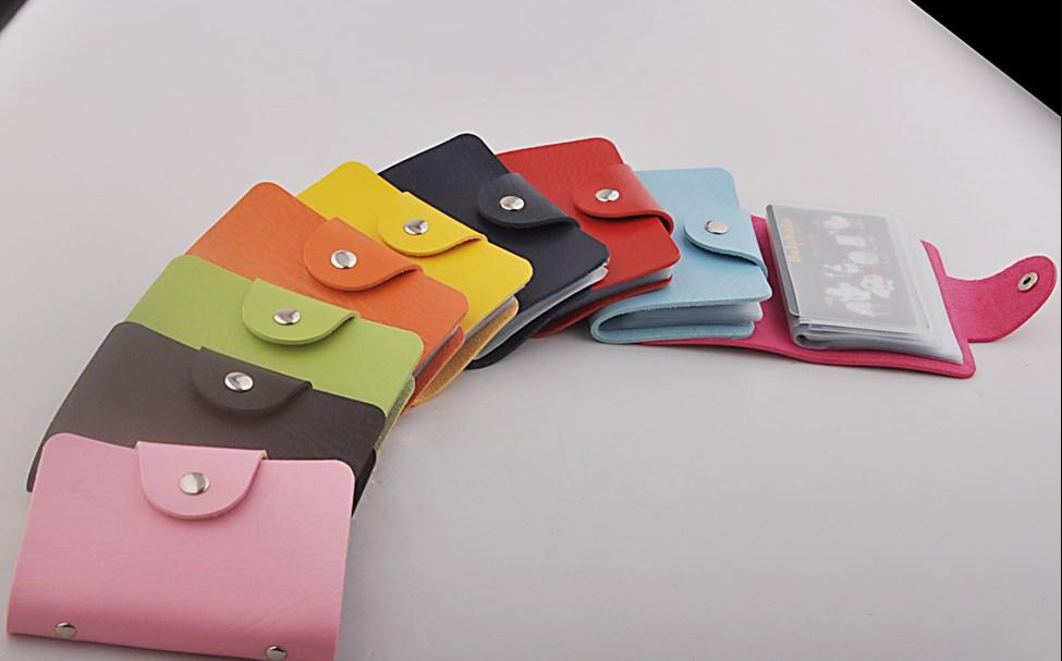 Korean version faux leather bank card bag with multiple card positions. Credit card advertising promotion can be printed with the customer's LOGO