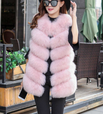 女士时尚潮流百搭保暖高档仿狐狸毛马甲细节图