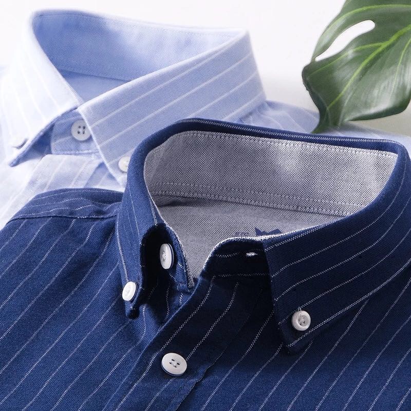 Spring new style pure cotton Oxford fabric shirt for men, long-sleeved business casual shirt, all-cotton no-iron trendy checked shirt details Picture