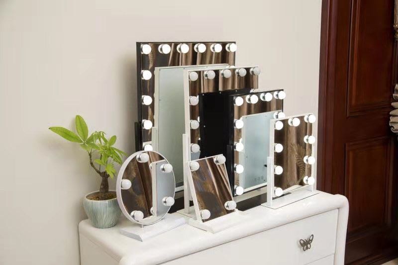 网红智能柔光三色无极调光LED化妆镜梳妆镜公主美容镜美妆镜