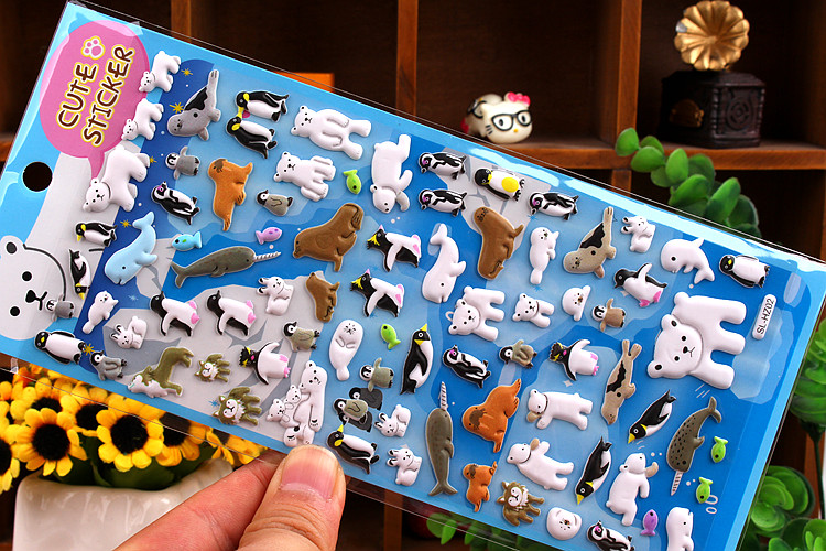 动物形象贴纸泡泡贴卡通贴儿童贴纸产品图