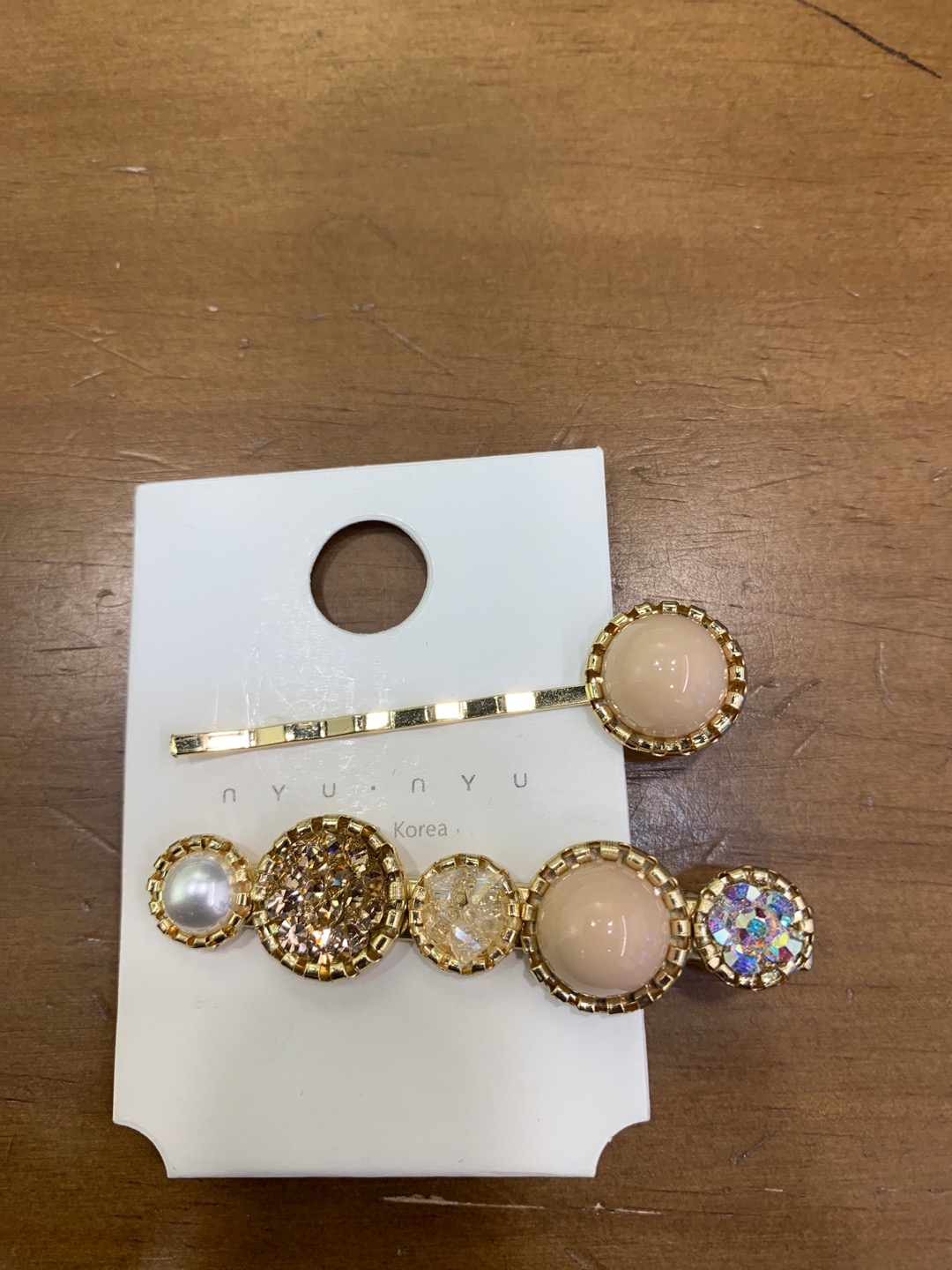 New alloy pearl rhinestone press clip one-line clip set for girls' fashionable hair clips Specification image