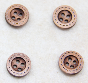 Four Eyes Wide Edge Button Dotted Natural Wood Button Round Dress Button details Picture