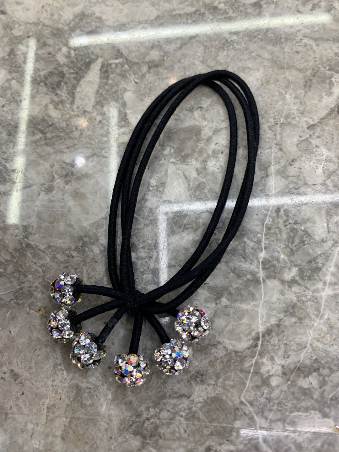 New auger rhinestone five small spherical rubber band girls daily hair tie thumbnail