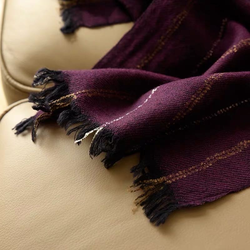 Purple Phnom Penh Striped Scarf Shawl Long Autumn And Winter Warm Thickening Specification drawing