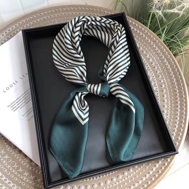 Striped Small Square Scarf With Small Silk Scarf Women's Autumn Thin Professional Scarf Decoration Scarf