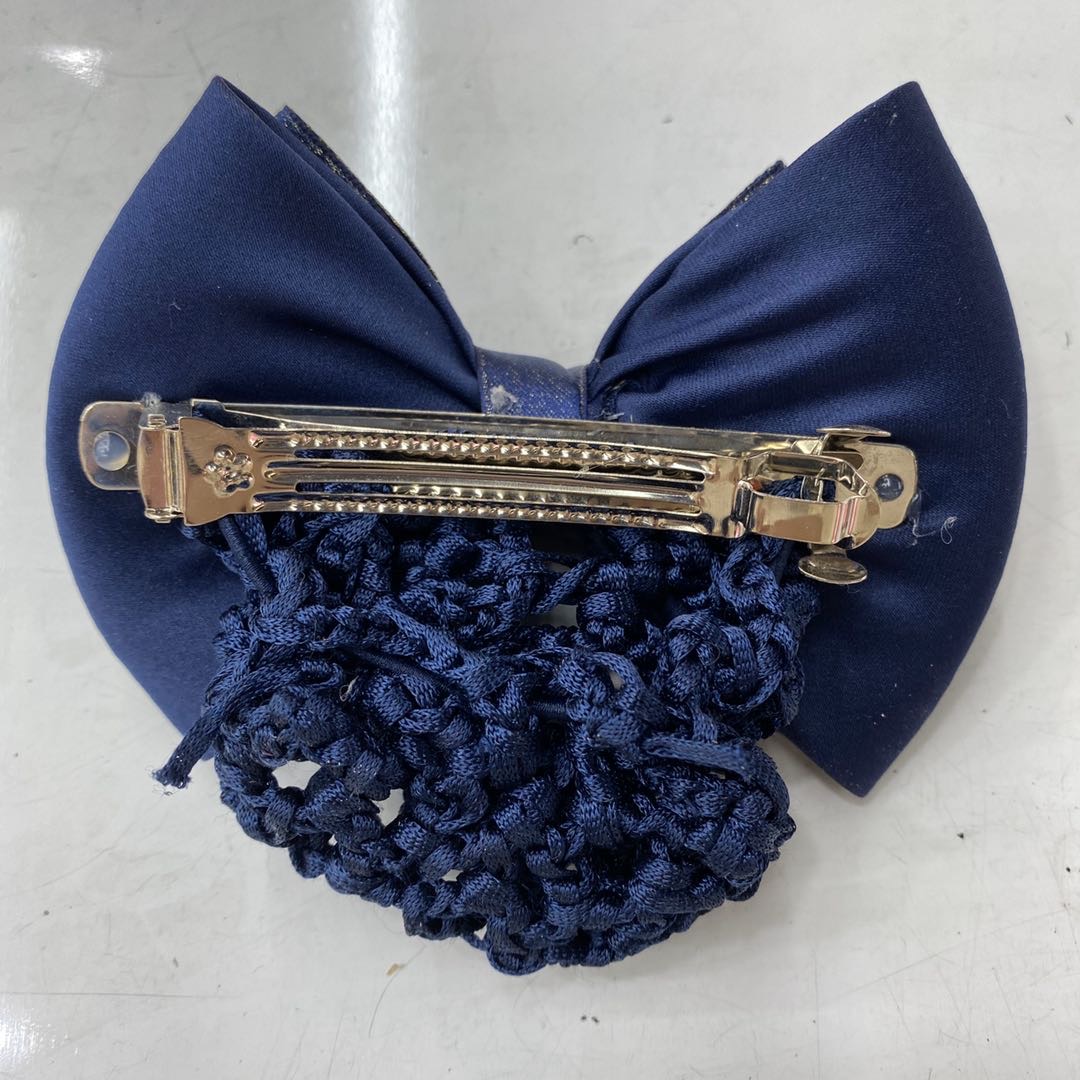 热销新款经典高档布艺蝴蝶结女士职业网花细节图
