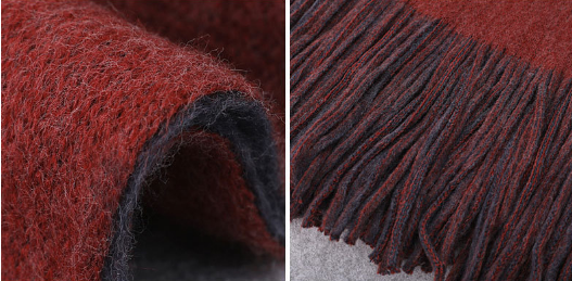 Men's and women's fashionable, trendy, versatile and warm fringed double-sided faux cashmere knitted scarves Specification image