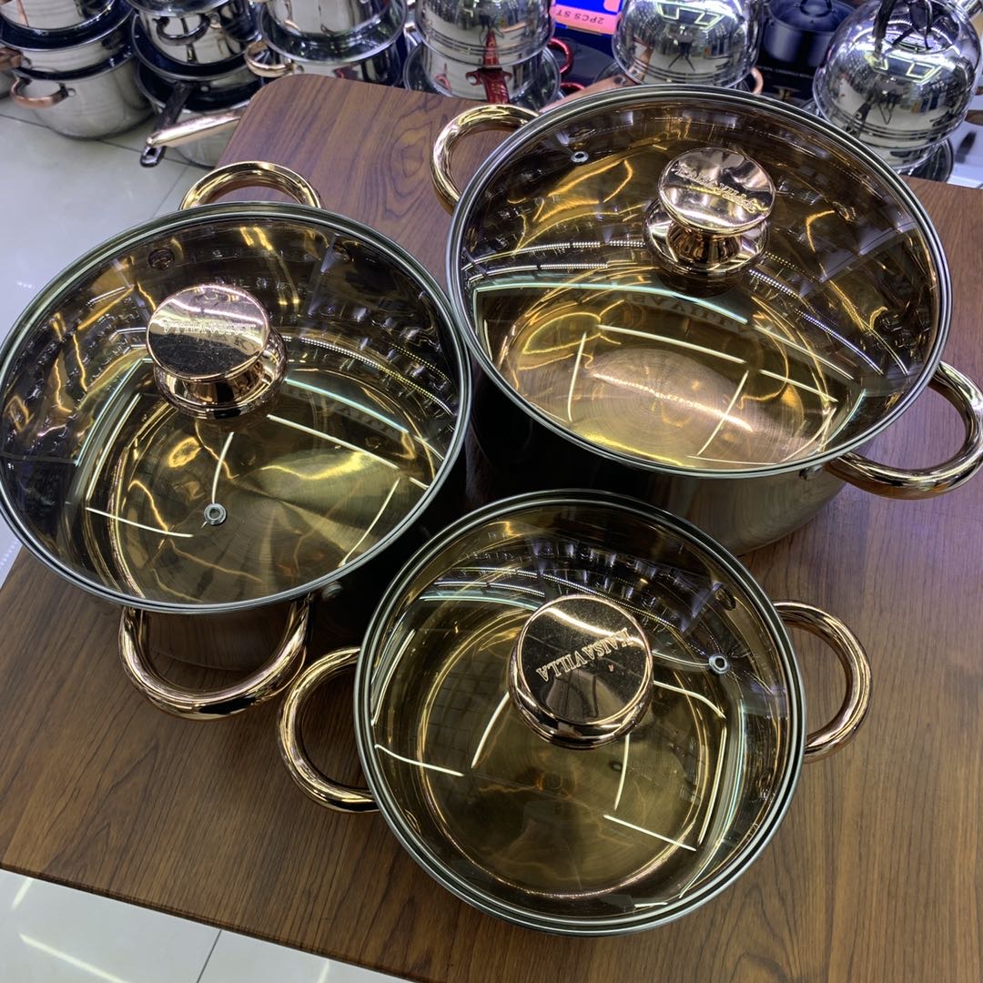 Thickened 304 stainless steel soup pot, household double-ear stainless steel pot, small cooking pot, gas induction cooker, soup cooking pot details Picture