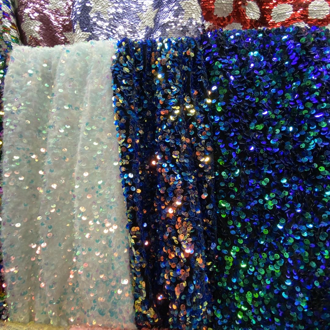 泡沫绣厂家直销5厘双面翻转亮片布料