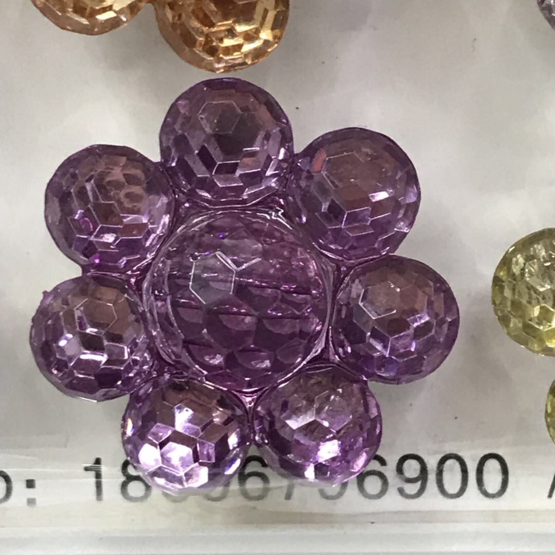 Spot Fashion Purple Transparent Acrylic Three-Dimensional Flower Decorative Button Dress Buttons