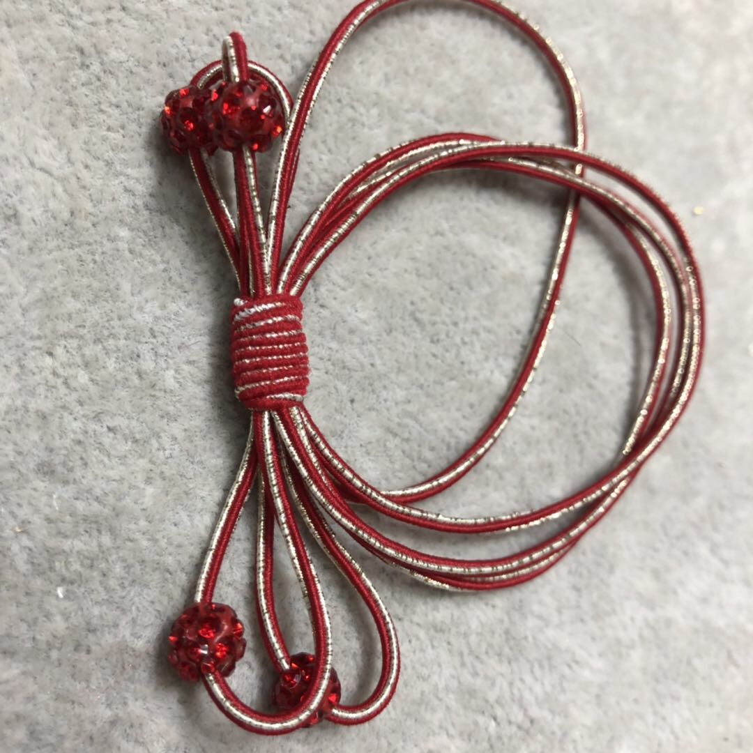 Korean Fashion Generous Women's Rubber Band Bow Bead Hair Band High Stretch Adult Autumn/Winter Hair Rope Hair Accessories Casual Rubber Band Solid Color Small Rabbit Hair Band Chenhui Jewelry 023 Specification drawing