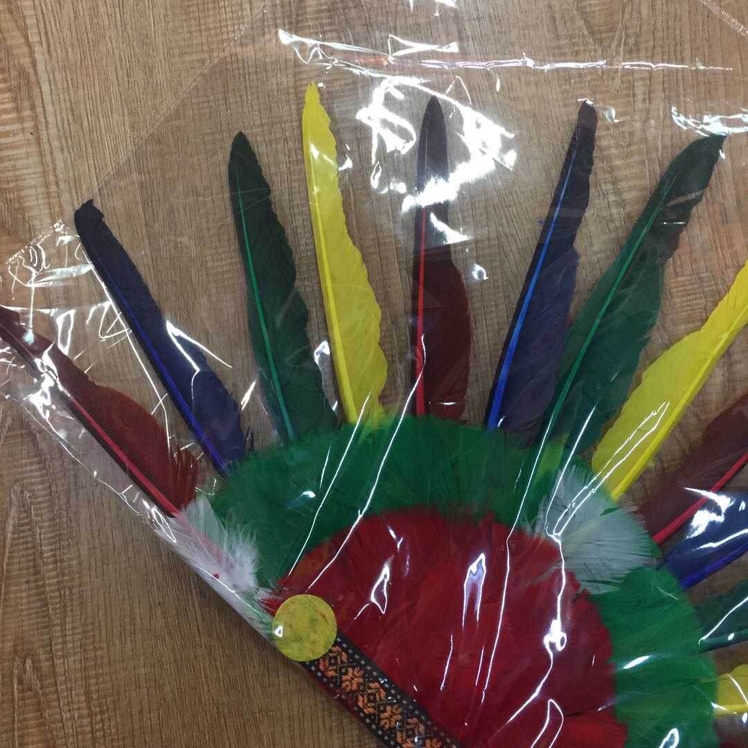 Wildling Cos Christmas Feather Headdress Indian Feather Headdress Wig Set Feather Indian Chief Hat details Picture
