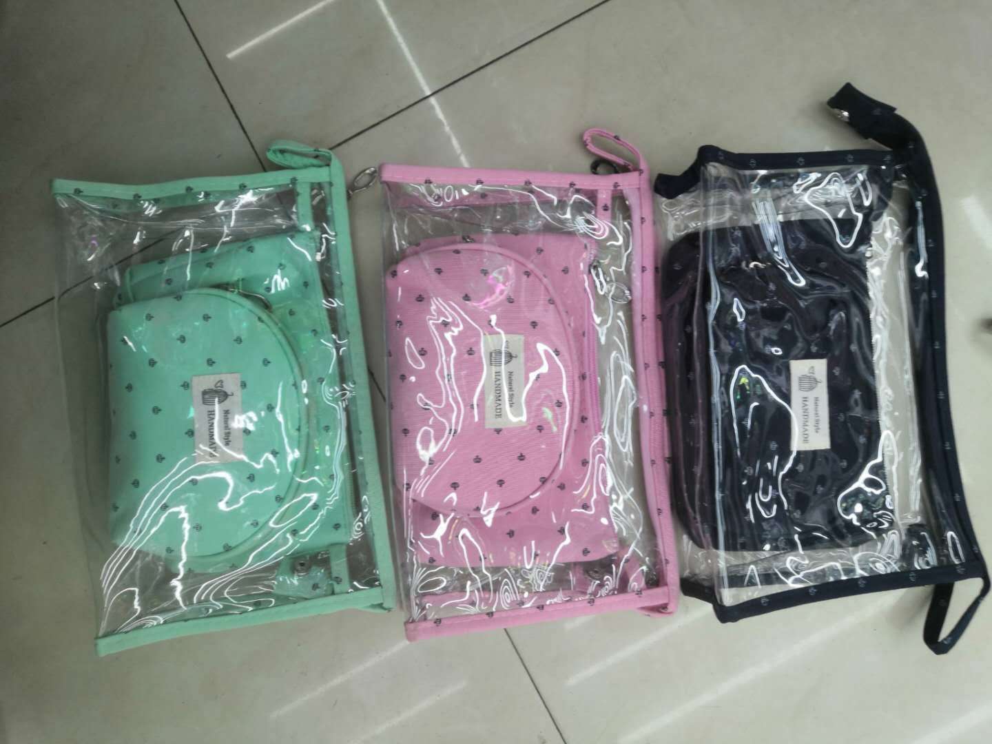 Waterproof Transparent Travel Makeup Bag Small Korean Version Large Capacity Wash Bag Storage Bag Storage Bag Three Pieces Specification drawing