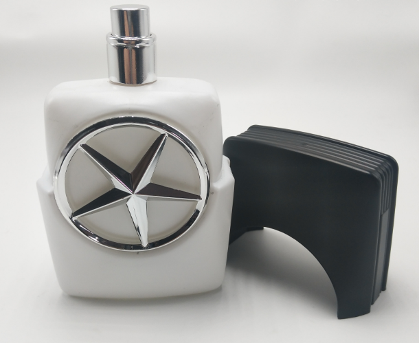 New full-spray solid color glass perfume bottle with five-pointed star pattern details Picture