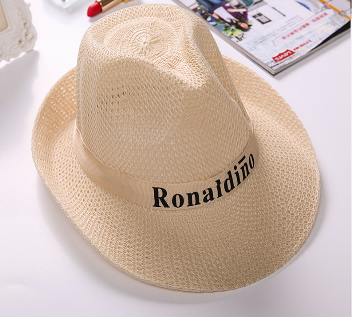 Raffia grass travel sun hat back warped top hat Jazz hat sunshade sunblock hat Straw hat knitted cowboy hat wholesale thumbnail
