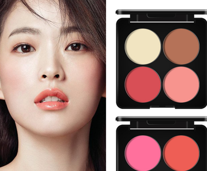 Four Color Blush Powder Nose Shadow Highlight Shadow Combination Contour Tray Makeup Case details Picture