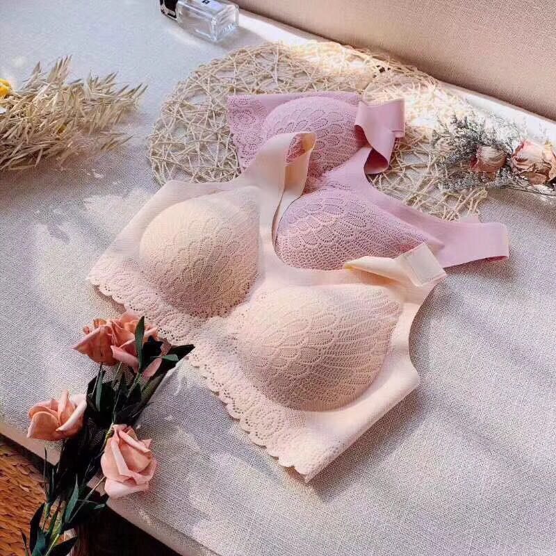 Thailand Latex Lace Bra Healthy And Comfortable Detachable Chest Pad Skin Friendly Seamless Underwear details Picture