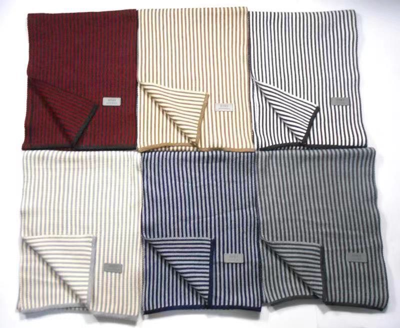 Men's Business Casual Simple Striped Knitted Scarf details Picture