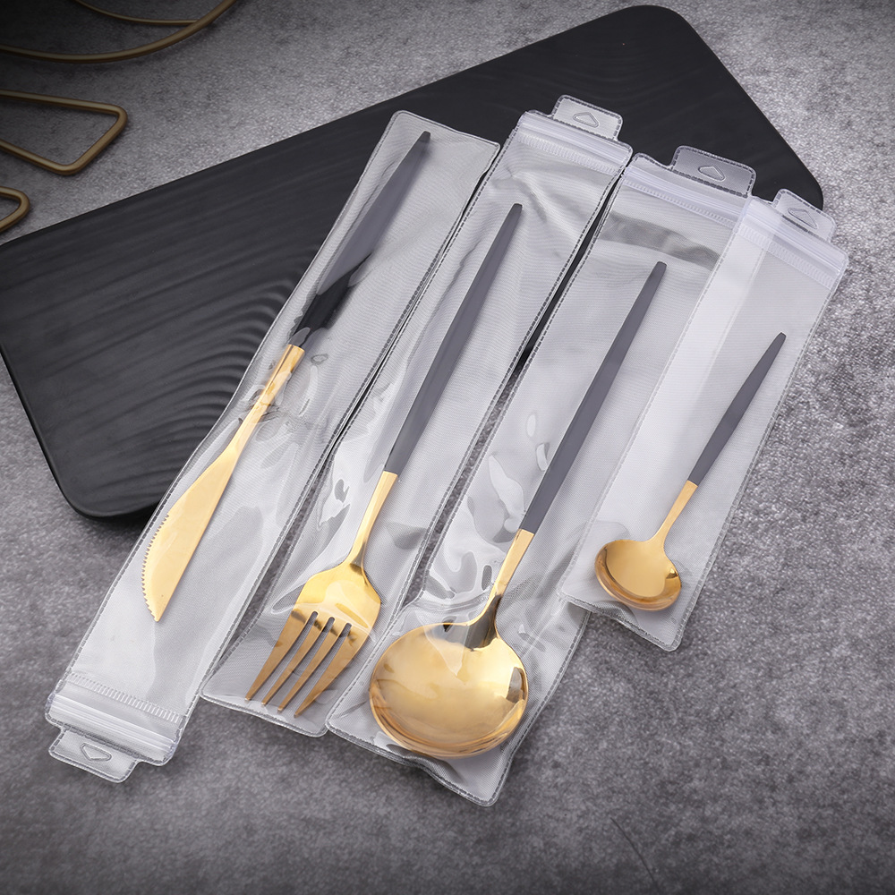 新款镜面亮光不锈钢葡萄牙ins网红餐具刀叉勺镀钛金礼品套装产品图