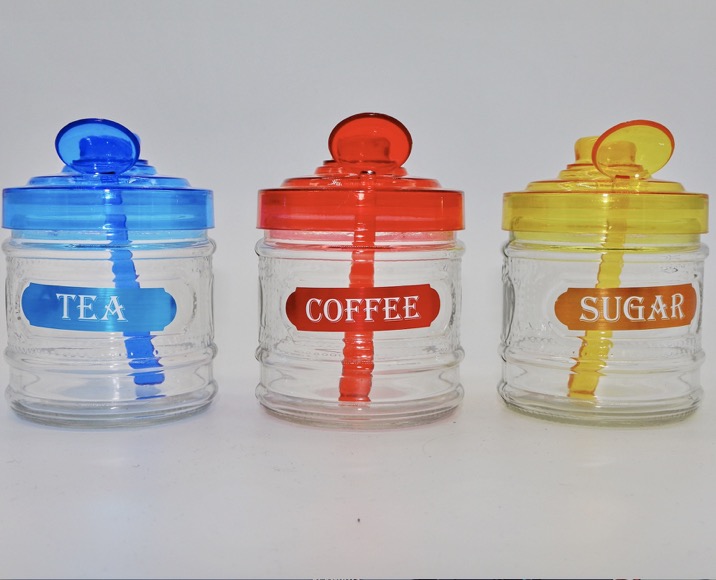 Set of seasoning jars, glass seasoning jars in multiple colors