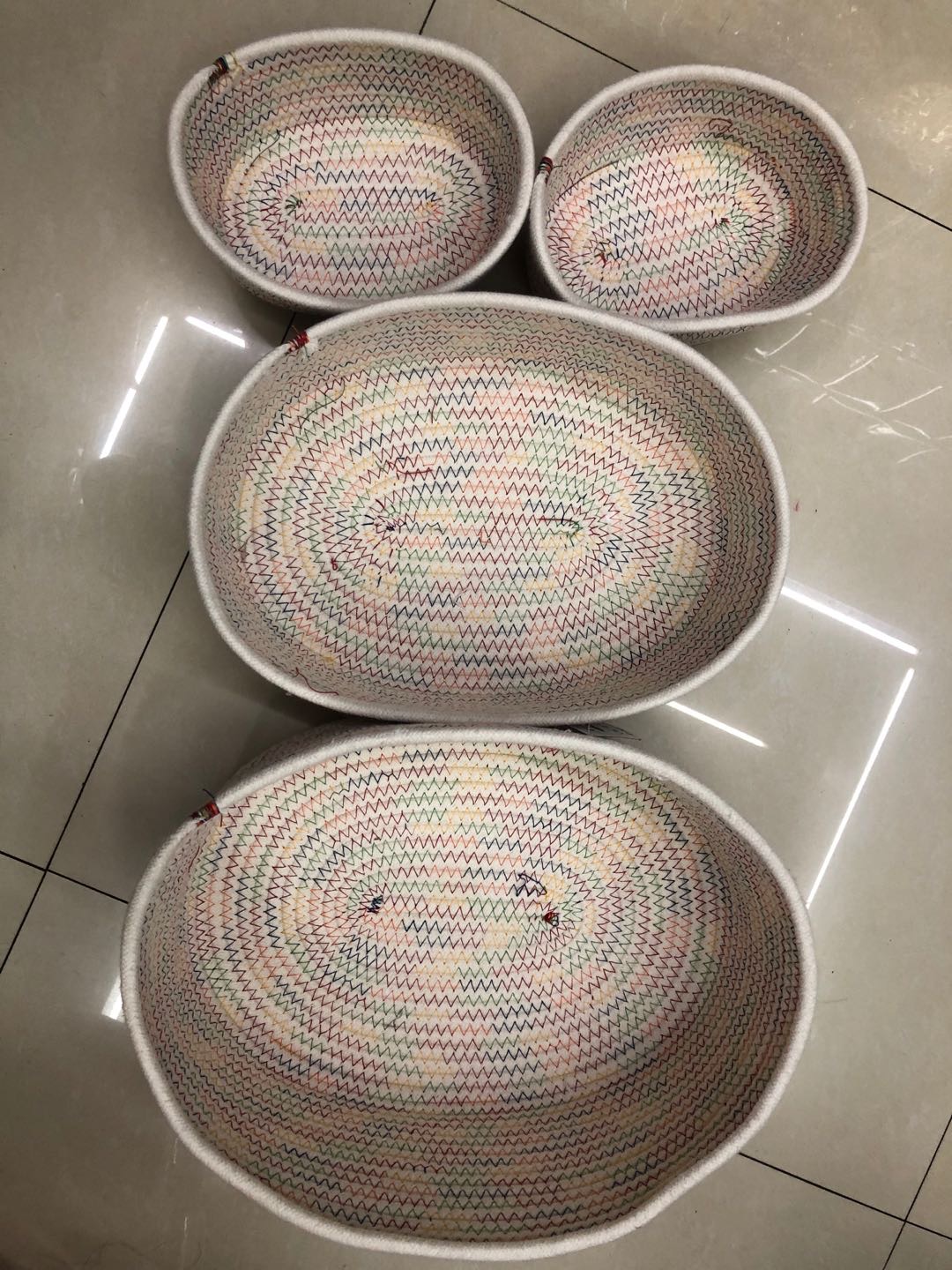 Nordic Style Snack Table Sundries Storage Basket Japanese Woven Underwear Storage Basket 4-Piece Set Combination details Picture