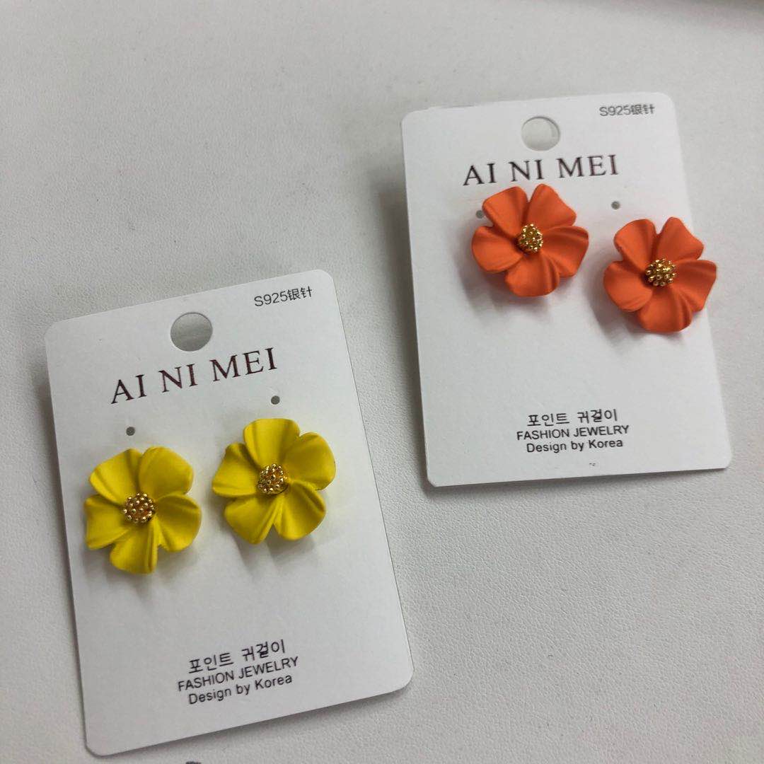 S925 Silver Needle Korean new candy-colored flower earrings, elegant and ethereal earrings, simple and versatile stud earrings details Picture