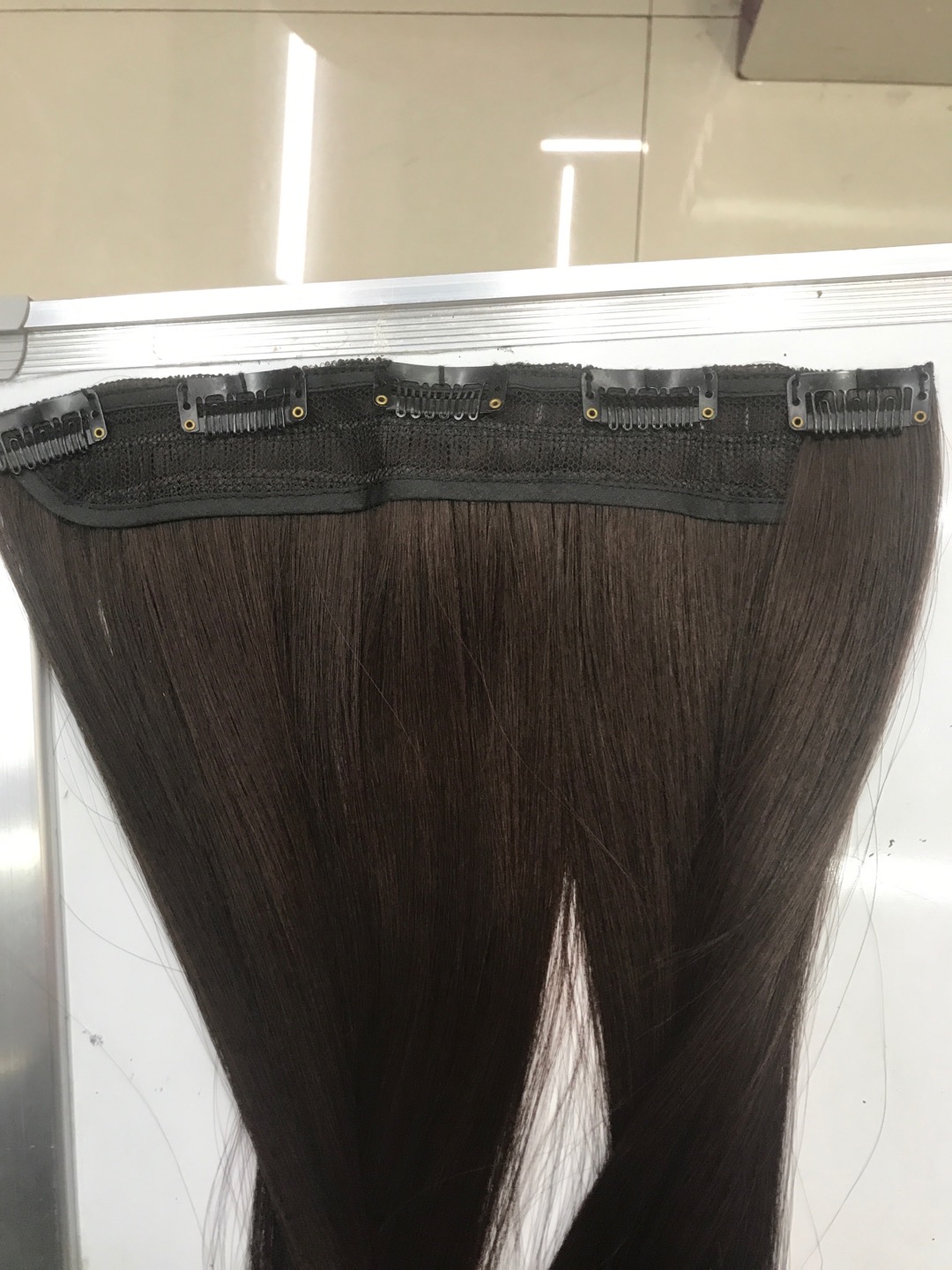 Wig Woman Long Hair Net Red Long Straight Hair Patch Traceless Invisible One Piece Hair Extensions Simulation Hair Pad Hair Wig Piece details Picture