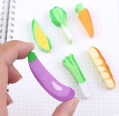 Carrot eraser, children's eraser, cute cartoon creativity, vegetable, eggplant, corn eraser, primary school stationery Specification image