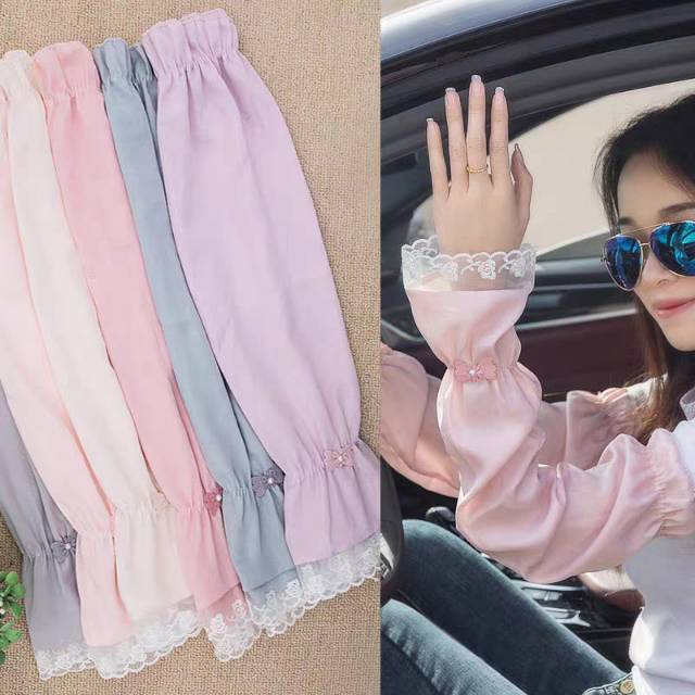 Summer seamless outdoor sun protection, ice-feel silk cool arm sleeves, UV protection arm covers details Picture