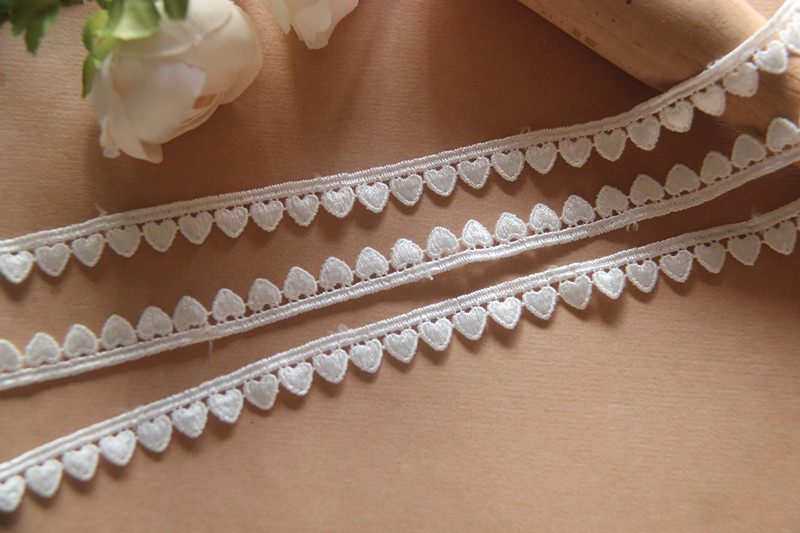 E3 Handmade Diy Garment Accessories Japanese Lace Delicate Heart Silk Water Soluble Embroidery Lace Width 1Cm Specification drawing