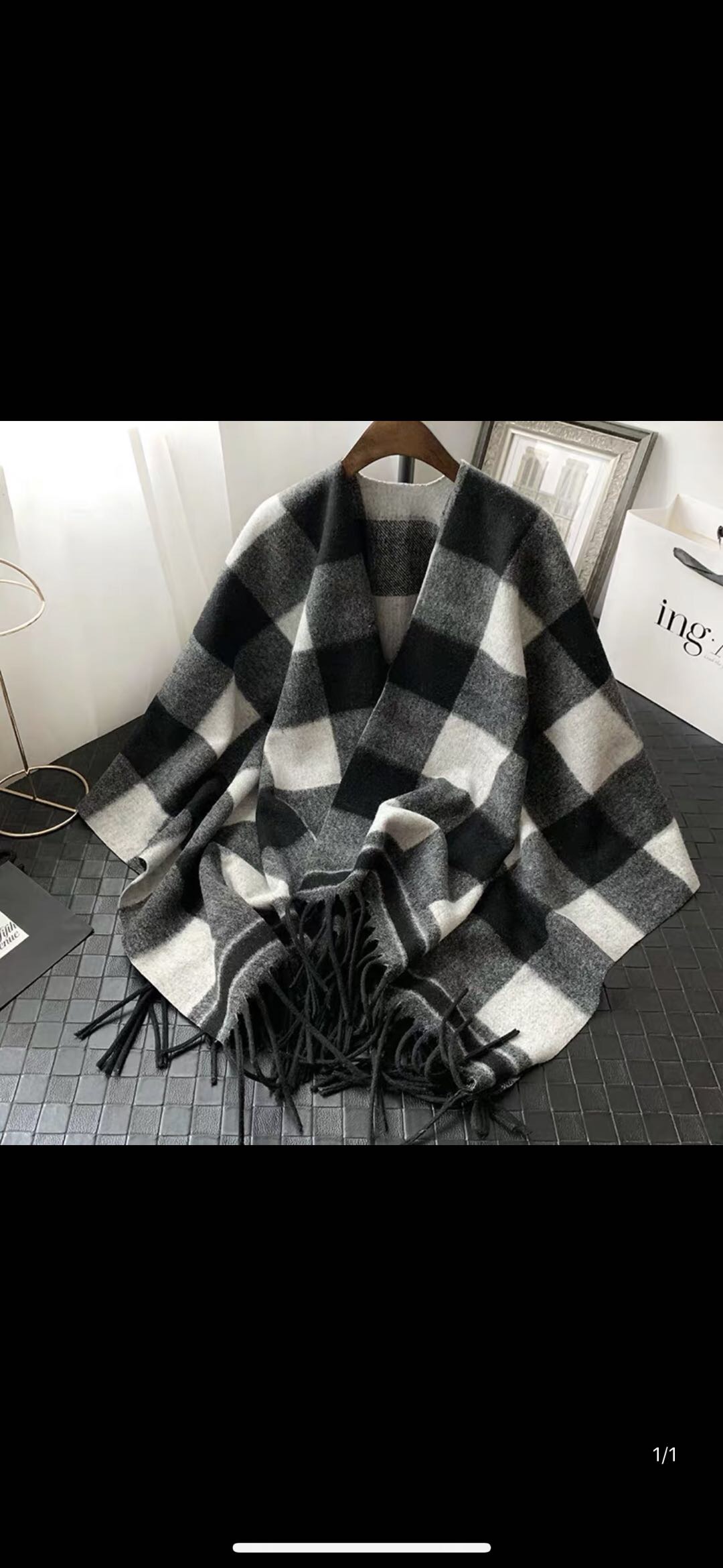 Ladies Fashion Trend Casual Everything With European And American Style Warm Split Plaid Fringe Shawl Scarf