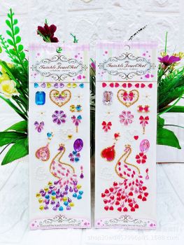 新款长条创意造型手机装饰贴纸亚克力钻石贴画水晶造型钻贴批发