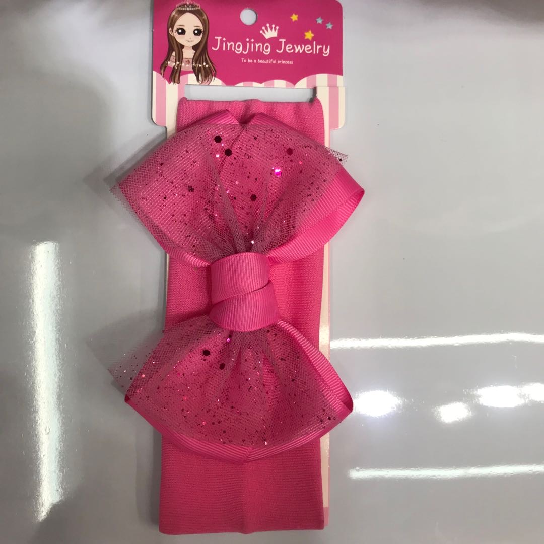 The wholesale price of the children's bow sequined mesh headband from the manufacturer is negotiable Specification image